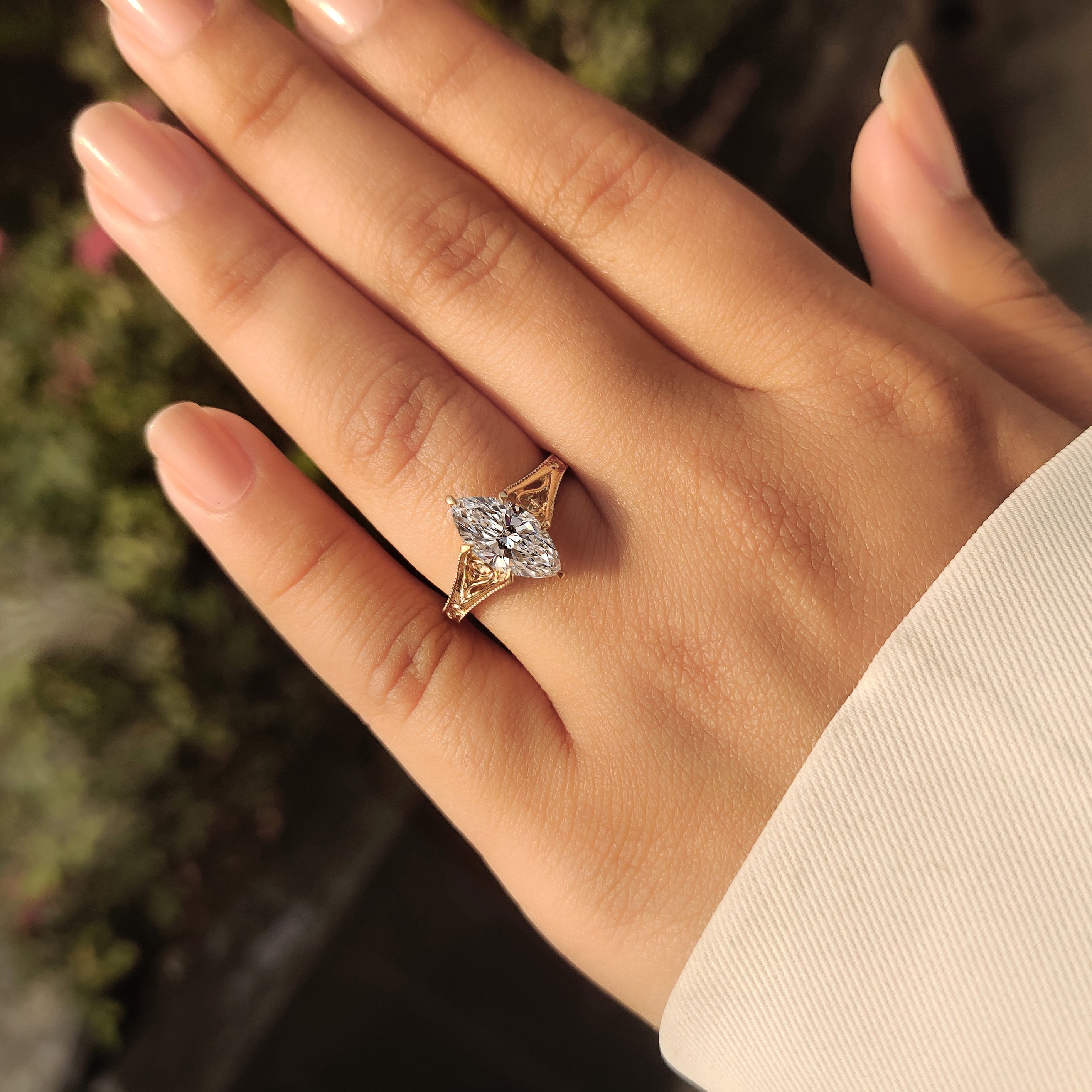Cushion Hidden Halo Lab Grown Diamond Engagement Ring
